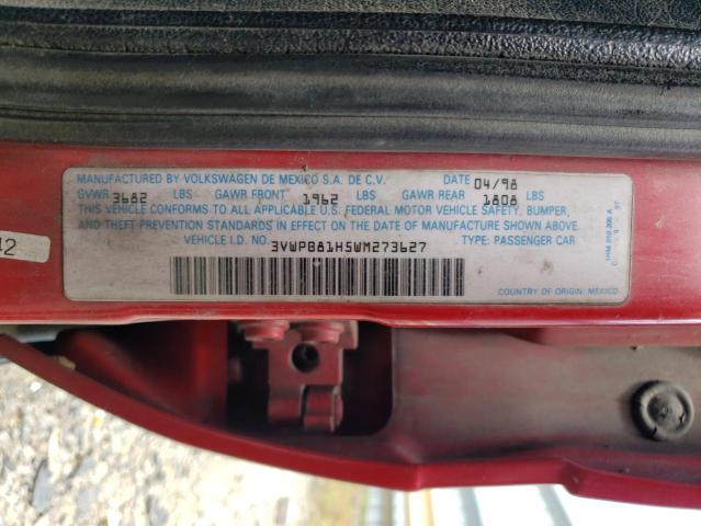 3VWPB81H5WM273627 - 1998 VOLKSWAGEN JETTA WOLFSBURG 红色 照片 12