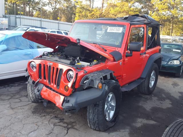 1C4AJWAG1DL558735 - 2013 JEEP WRANGLER SPORT RED photo 2