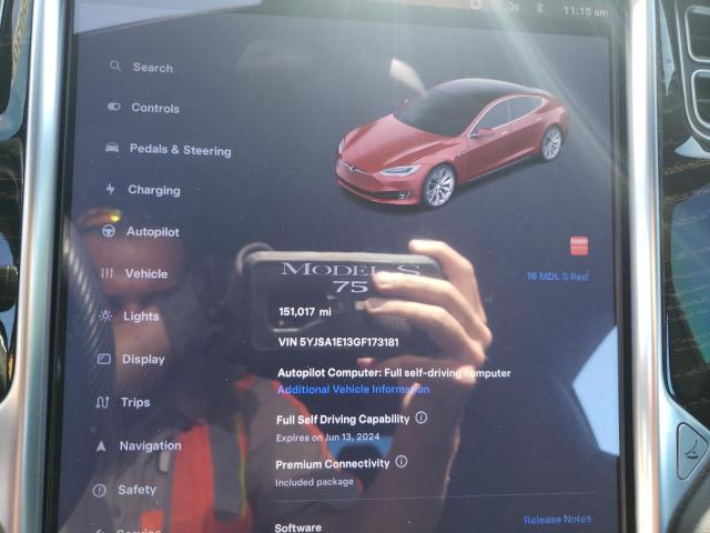 5YJSA1E13GF173181 - 2016 TESLA MODEL S RED photo 9