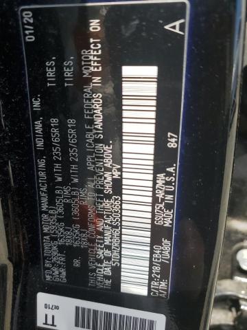 5TDHZRBH6LS503663 - 2020 TOYOTA HIGHLANDER XLE Սև լուսանկար 14