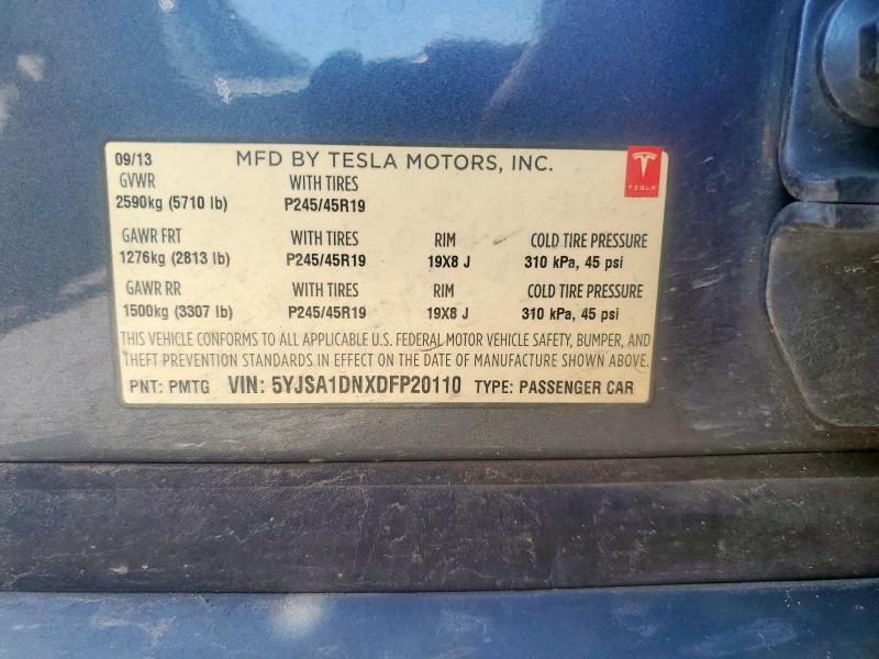 5YJSA1DNXDFP20110 - 2013 TESLA MODEL S GRAY photo 12