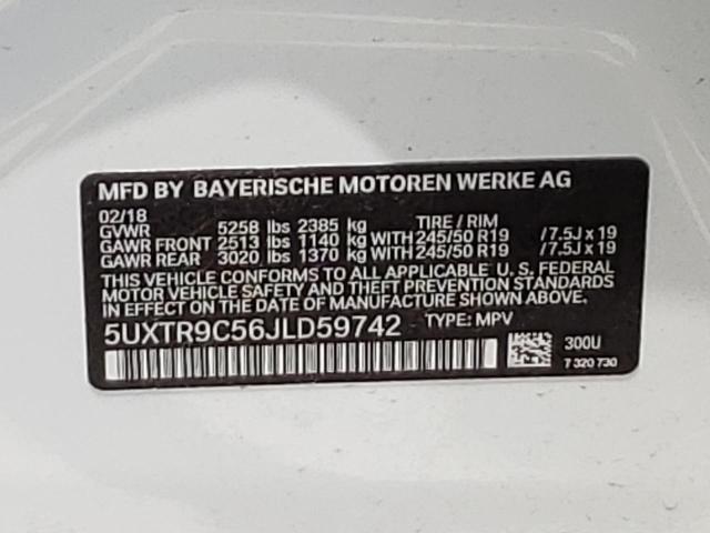 5UXTR9C56JLD59742 - 2018 BMW X3 XDRIVE30I WHITE photo 12