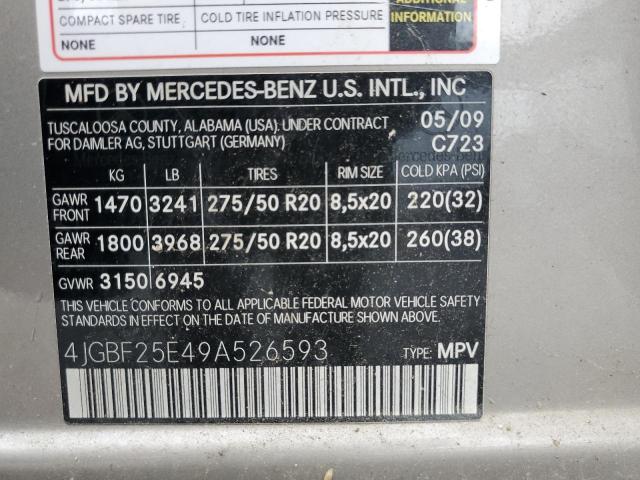 4JGBF25E49A526593 - 2009 MERCEDES-BENZ GL-CLASS GOLD photo 12