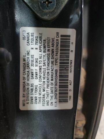 2HGFB2F56DH554469 - 2013 HONDA CIVIC LX GRAY photo 13