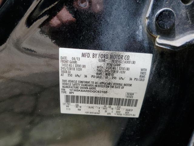 1FM5K8AR5DGC63105 - 2013 FORD EXPLORER POLICE INTERCEPTOR Qara foto 13