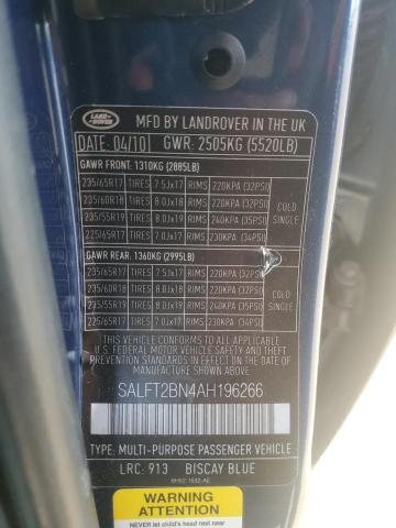 SALFT2BN4AH196266 - 2010 LAND ROVER LR2 HSE TECHNOLOGY BLUE photo 13