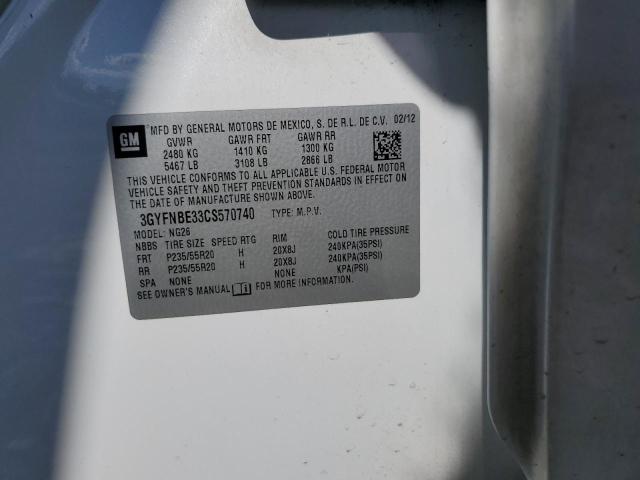 3GYFNBE33CS570740 - 2012 CADILLAC SRX PERFORMANCE COLLECTION თეთრი ფოტო 13