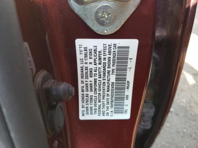 19XFB2F90CE024056 - 2012 HONDA CIVIC EXL Bordo foto 12