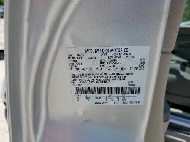 1FMCU92749KB77048 - 2009 FORD ESCAPE XLS SILVER photo 12