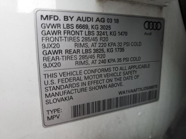 WA1VAAF7XJD038675 - 2018 AUDI Q7 PRESTIGE 白色 照片 13