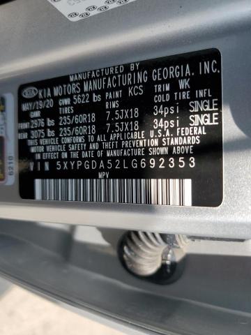 5XYPGDA52LG692353 - 2020 KIA SORENTO S SILVER photo 13