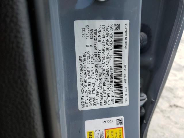 2HGFE2F56NH597301 - 2022 HONDA CIVIC SPORT 灰色 照片 13