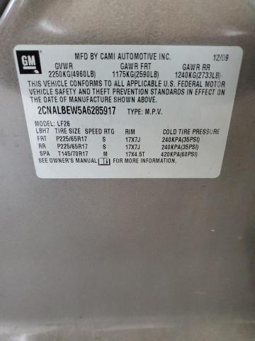 2CNALBEW5A6285917 - 2010 CHEVROLET EQUINOX LS BEIGE photo 12