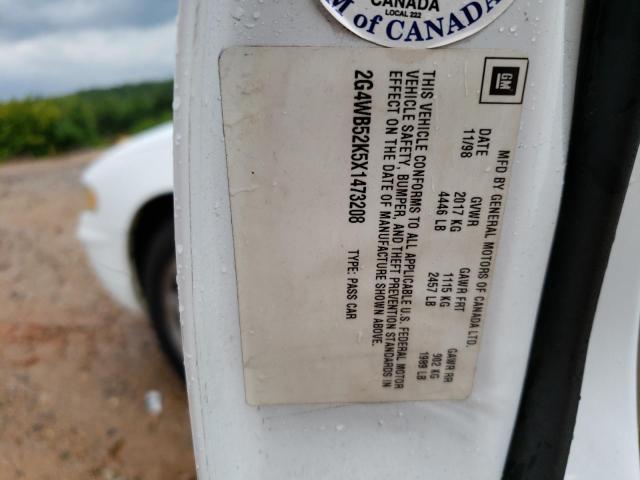 2G4WB52K5X1473208 - 1999 BUICK REGAL LS 白色 照片 12