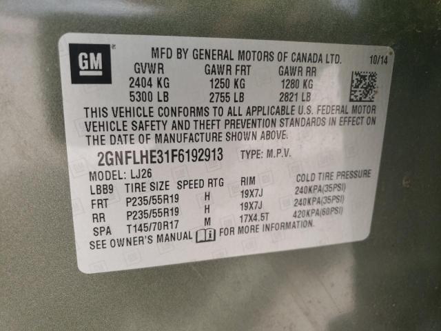 2GNFLHE31F6192913 - 2015 CHEVROLET EQUINOX LTZ GREEN photo 12