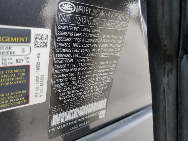 SALGS2RU6LA593221 - 2020 LAND ROVER RANGE ROVE HSE CHARCOAL photo 13