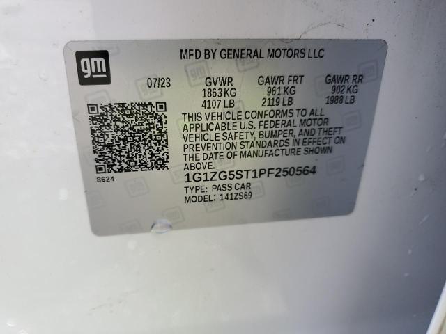 1G1ZG5ST1PF250564 - 2023 CHEVROLET MALIBU RS WHITE photo 12