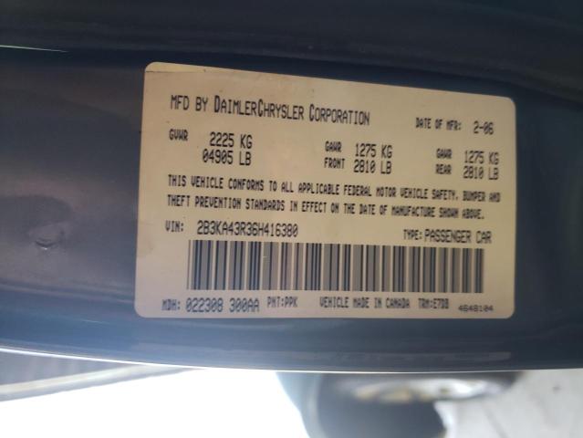 2B3KA43R36H416380 - 2006 DODGE CHARGER SE GRAY photo 12