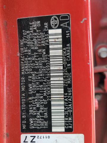 2T1KR30E18C693772 - 2008 TOYOTA COROLLA MA XR RED photo 13