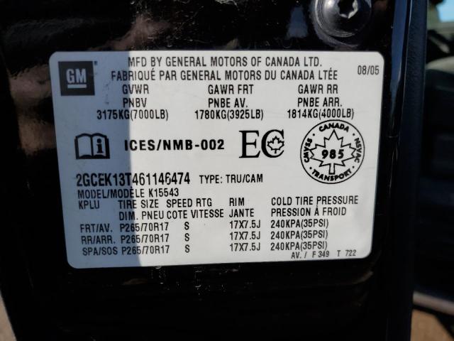 2GCEK13T461146474 - 2006 CHEVROLET SILVERADO2 K1500 BLACK photo 13