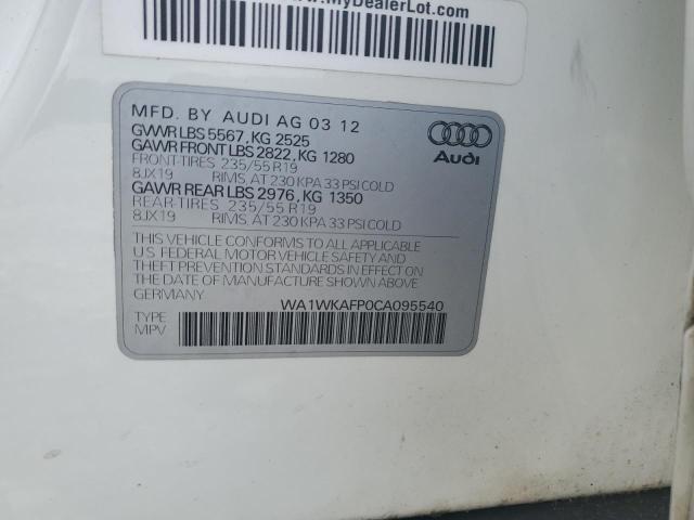WA1WKAFP0CA095540 - 2012 AUDI Q5 PRESTIGE WHITE photo 13