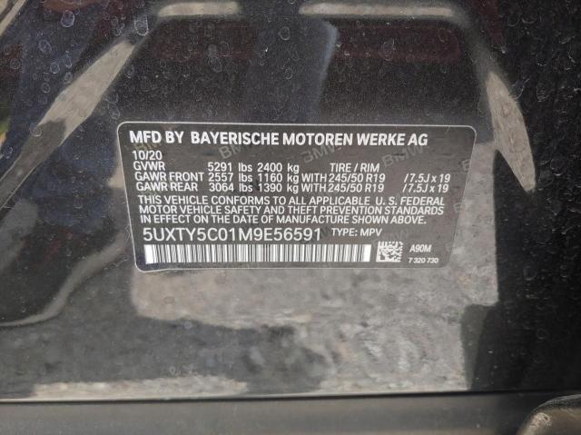 5UXTY5C01M9E56591 - 2021 BMW X3 XDRIVE30I GRAY photo 10