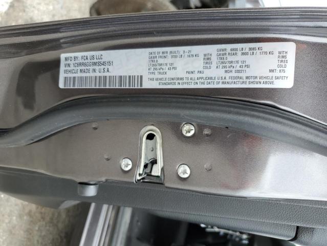 1C6RR6GG9MS545151 - 2021 RAM 1500 CLASS SLT 石墨色 照片 12