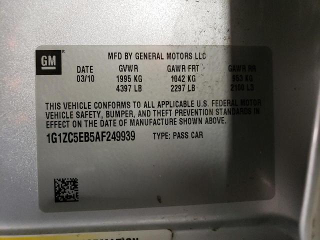 1G1ZC5EB5AF249939 - 2010 CHEVROLET MALIBU 1LT 银色 照片 12