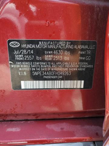 5NPE34AB0FH049263 - 2015 HYUNDAI SONATA SPORT RED photo 12