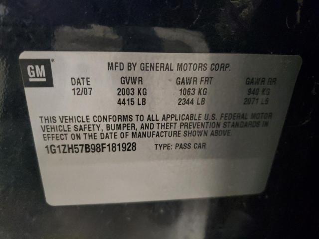 1G1ZH57B98F181928 - 2008 CHEVROLET MALIBU 1LT 黑色 照片 12