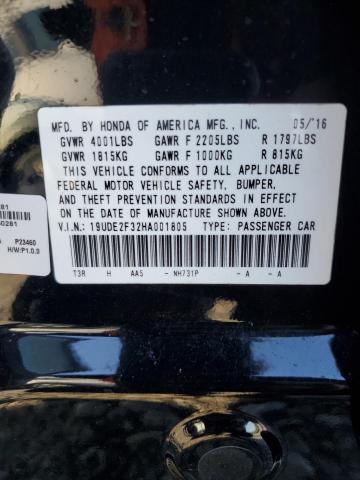 19UDE2F32HA001805 - 2017 ACURA ILX BASE WATCH PLUS BLACK photo 12