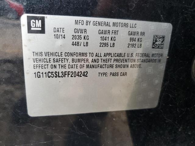 1G11C5SL3FF204242 - 2015 CHEVROLET MALIBU 1LT 黑色 照片 12