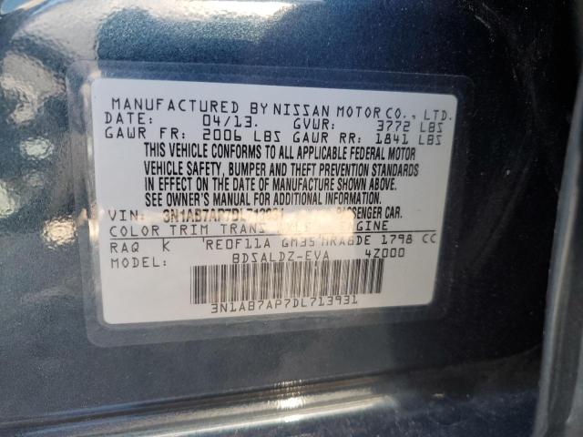 3N1AB7AP7DL713931 - 2013 NISSAN SENTRA S GRAY photo 12