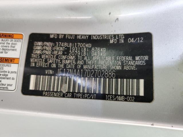 JF1ZNAA17D2702886 - 2013 TOYOTA SCION FR-S ვერცხლისფერი ფოტო 13