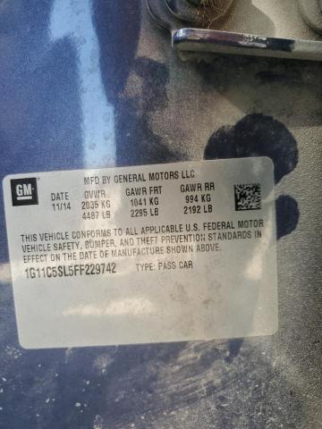 1G11C5SL5FF229742 - 2015 CHEVROLET MALIBU 1LT BLUE photo 12