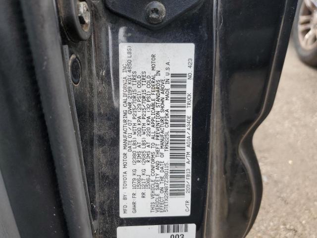 5TETX22N87Z380115 - 2007 TOYOTA TACOMA ACCESS CAB შავი ფოტო 12