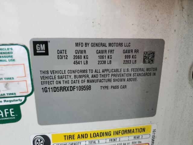 1G11D5RRXDF109598 - 2013 CHEVROLET MALIBU 1LT CREAM photo 12