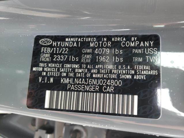 KMHLN4AJ6NU024800 - 2022 HYUNDAI ELANTRA LIMITED GRAY photo 12