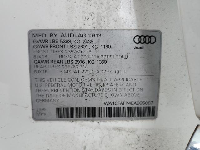 WA1CFAFP4EA005087 - 2014 AUDI Q5 PREMIUM WHITE photo 12