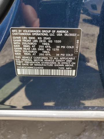 1V2JE2CA9NC224068 - 2022 VOLKSWAGEN ATLAS CROS SE Синий фото 13