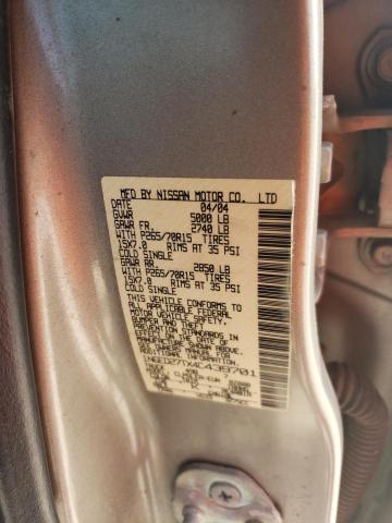 1N6ED27TX4C439701 - 2004 NISSAN FRONTIER CREW CAB XE V6 TAN photo 12