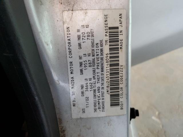 JM1BJ245131148096 - 2003 MAZDA PROTEGE PR5 银色 照片 12