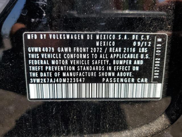 3VW2K7AJ4DM223547 - 2013 VOLKSWAGEN JETTA BASE Schwarz Foto 12