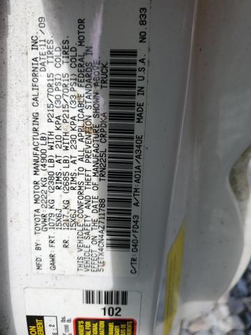 5TETX4CN4AZ711788 - 2010 TOYOTA TACOMA ACCESS CAB თეთრი ფოტო 13