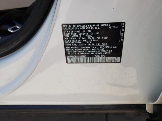 1V2MR2CA8JC583987 - 2018 VOLKSWAGEN ATLAS SEL WHITE photo 12