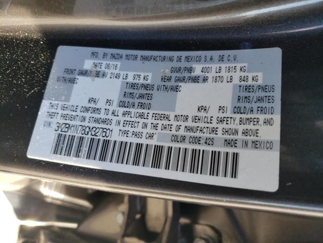 3MZBM1N78GM327601 - 2016 MAZDA 3 GRAND TOURING CHARCOAL photo 12