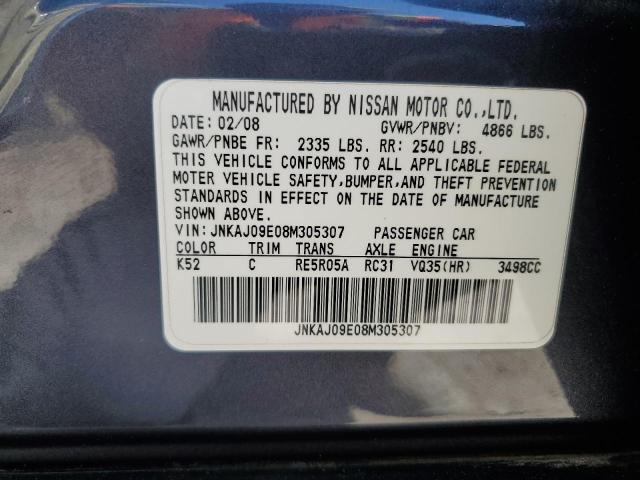 JNKAJ09E08M305307 - 2008 INFINITI EX35 BASE GRAY photo 13