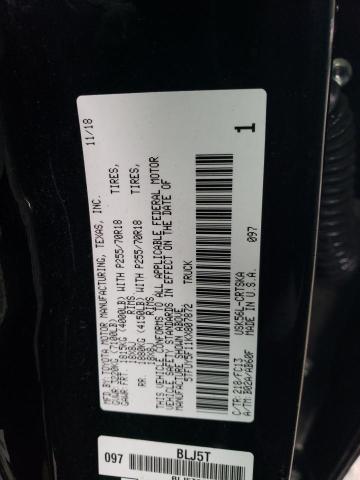 5TFUY5F11KX807872 - 2019 TOYOTA TUNDRA DOUBLE CAB SR/SR5 BLACK photo 12