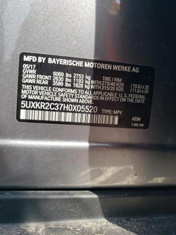 5UXKR2C37H0X05520 - 2017 BMW X5 SDRIVE35I Boz foto 12