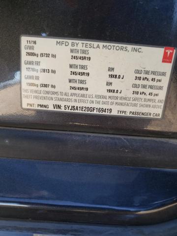 5YJSA1E20GF169419 - 2016 TESLA MODEL S 灰色 照片 13